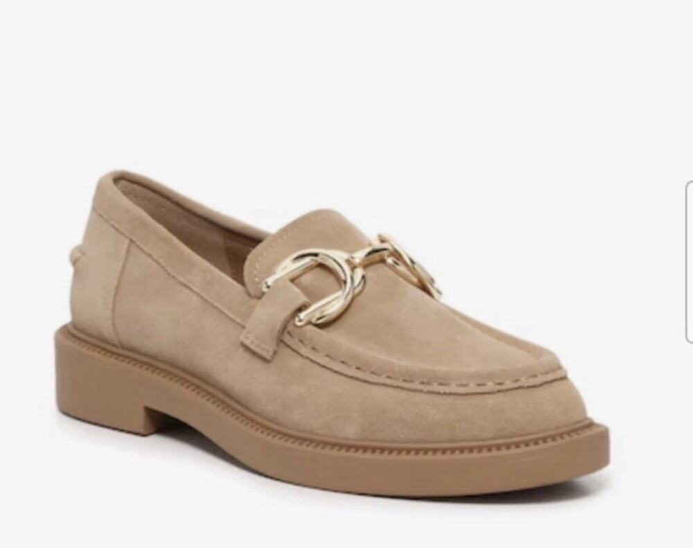 Old money STEVE MADDEN KARMINE Suede Loafers SIZE 7.5 gold country club
